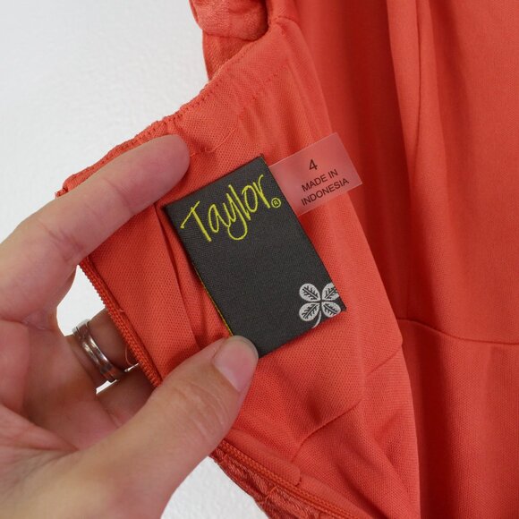 Taylor Square Neck‎ Tiered Midi Dress Orange Size 4 - Picture 9 of 10